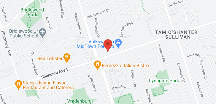 map of 3432 SHEPPARD AVE E